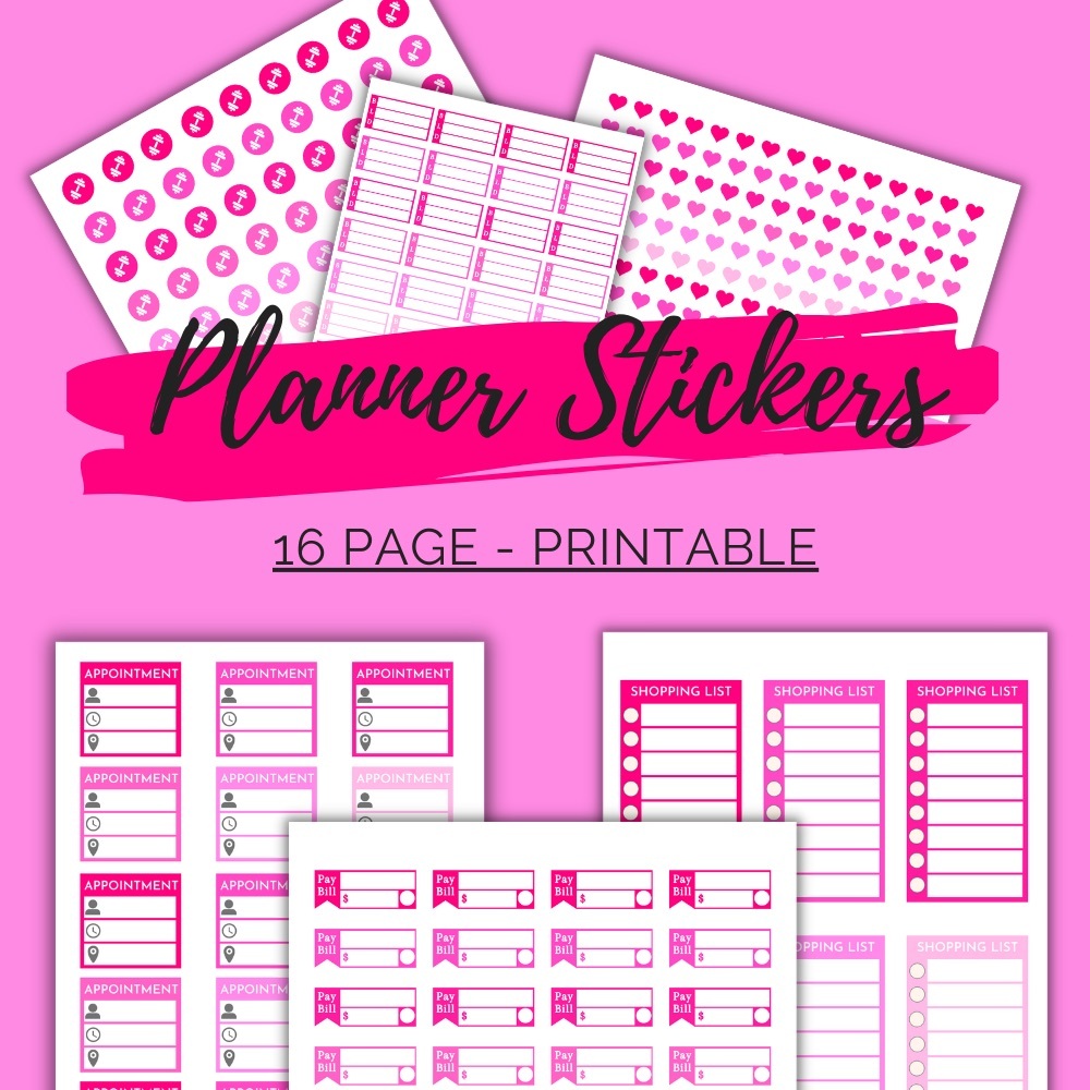 Pink Planner Stickers Set